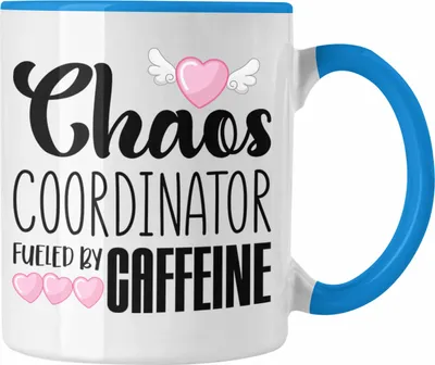 Produktbild von Trendation - Tasse für Chefin Geschenk Chaos Koordinatorin Chefin Geschenkidee Lustige Kaffeetasse Mama Mutter (Blau)
