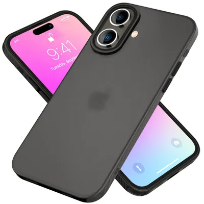 Zdjęcie produktu dla Etui silikonowe NALIA do iPhone'a 16 – matowe i antypoślizgowe, z powłoką Soft-Touch – ASTRON (elastyczne etui z TPU, odporne na uderzenia) – marka z Berlina – szaro-przezroczyste