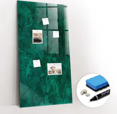 Produktbild von Magnetpinnwand Memoboard - Zubehörsatz - Weißer Marker + Schwamm + Magnete - 60 x 120 cm - Smaragdblock