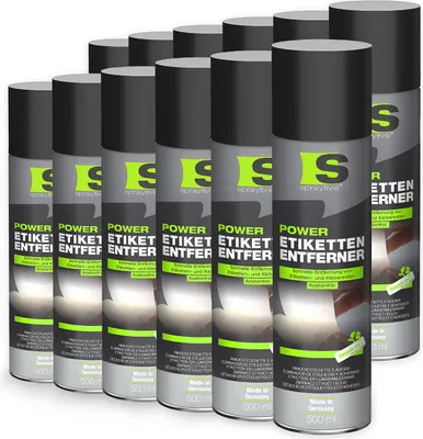 Produktbild von Spraytive 12x 500ml Power Etikettenentferner – Acetonfrei, Klebereste-Entferner & Etikettenlöser, Reiniger für Aufkleber & Markierungsfarben