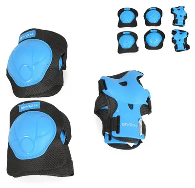 Produktbild von Byox Schutzausrüstung H110 Protektoren Ellenbogen- Handgelenk- und Knieschützer blau