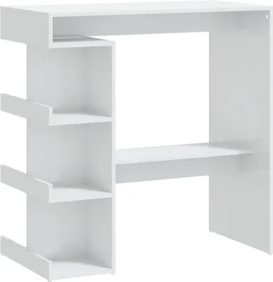 Obrázek produktu pro vidaXL Barový stůl s policí vysoký lesk bílý 100x50x101,5 cm