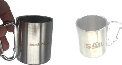 Produktbild von Outdoors Edelstahl-Tasse mit Karabiner-Haken (Einheitsgröße) (Silber)