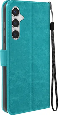 Image de Mayaxess, étui portefeuille pour Samsung Galaxy S24 / S25 avec fonction support et dragonne, turquoise