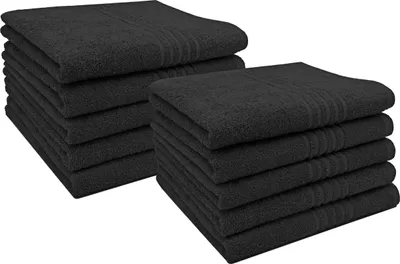 Produktbild von Handtuch 10er Set, Baumwolle, 50x100 cm, schwarz