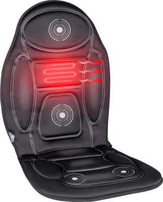 Produktbild von Dunlop Massagesessel Auto mit Heizfunktion 108 x 48 CM 4 Massagemotoren und 1 Heizelement Anschluss an Zigarettenanzünder Auto Fernbedienung mit 13 Stufen Schwarz