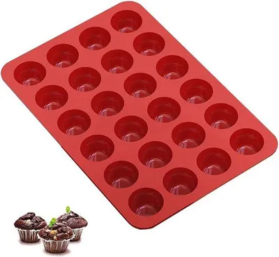Produktbild von Famanu Mini Muffinform Silikon für 24 Stück - antihaftbeschichtete Muffinförmchen