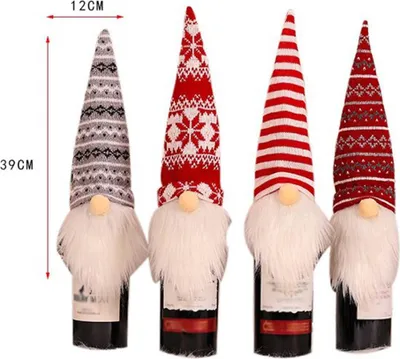 Produktbild von 4pcs Weihnachtsflaschenabdeckungen Santa Esstisch Topper Home Holiday Dekorationen