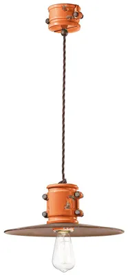 Image de Ferroluce Urban Lampe à suspendre en céramique 40cm Orange Rond