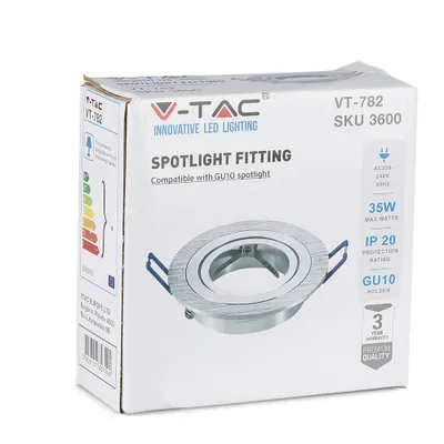 Immagine prodotto di Plafoniera V-TAC 1xGU10 Round Alluminio spazzolato VT-782