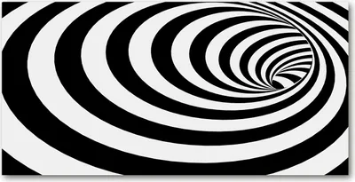 Produktbild von Tulup® Glas-Bild - 100x50 -Wandkunst - Wandbild hinter gehärtetem Sicherheitsglas  - Kunst: modern & klassisch - Spirale mit Streifen - Schwarzweiß