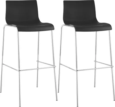 Produktbild von CLP 2er Set Barhocker Hover Kunststoff 4-Fuß Gestell 4-Fuß Gestell schwarz Gestell Farbe chrom