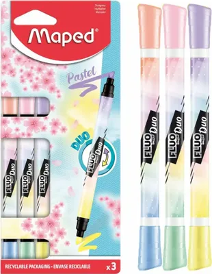 Produktbild von Maped Textmarker FLUO'PEPS PEN DUO Pastel 3er Kartonblister