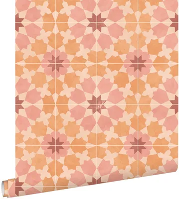 Productafbeelding van ESTAhome behang tegelmotief oranje en roze 50 x 900 cm
