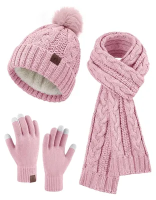 Image de Ensemble hiver pour femmes : bonnet, écharpe et gants, ensemble 3 pièces