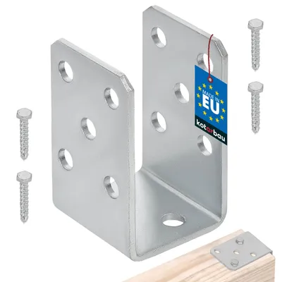 Produktbild von KOTARBAU® U-Pfostenträger zum Aufschrauben 50 mm Feuerverzinkt Silber Die perfekte Lösung für die Verbindung verschiedener Elemente