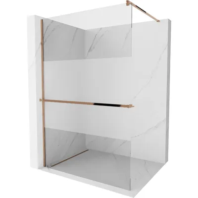 Obrázek produktu pro Mexen Kioto+ sprchová zástěna s poličkou a kolejnicí 80 x 200 cm, Průhledné/Vzor jinovatky 8 mm, Zlatorůžová - 800-080-121-60-35