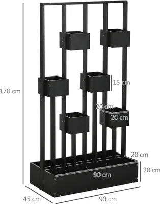 Obrázek produktu pro Outsunny, květináč, vyvýšený záhon, pěstební box s opěrnou konstrukcí, nástěnná zahrádka, dřevěná