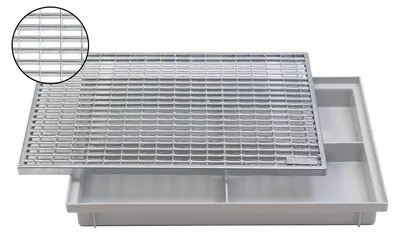 Produktbild von ACO 60x40cm Schuhabstreifer V-Stab Maschenrost mit Bodenwanne Vario Light Abtreter Fußmatte