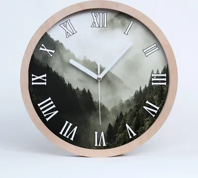Produktbild von Holzuhr 20fi cm wanduhr - weiße Spitzen - Nebel in den Wald über