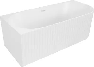 Image de Mexen Gia baignoire îlot d'angle rainurée gauche 150 x 75 cm, blanc mat, trop-plein blanc - 52701507501L-20