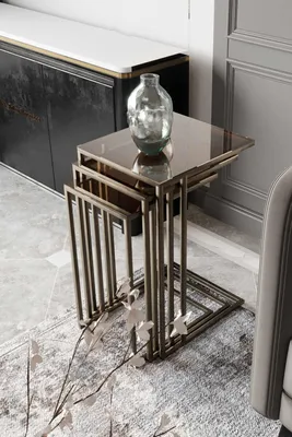 Produktbild von Skye Decor, Hochwertiger Nesting Tisch (3 Teile) - Antik Bronze, 100% Melamin, 1001