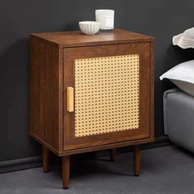 Produktbild von riess-ambiente Design Nachttisch VIENNA 60cm braun Wiener Geflecht Beistelltisch mit Stauraum Nachtschrank Schrank Beistellltisch