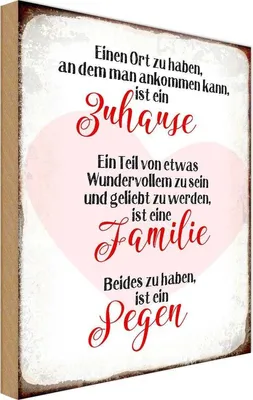 Produktbild von vianmo Holzschild 18x12 cm Zuhause Familie Segen Herz Spruch Zitat