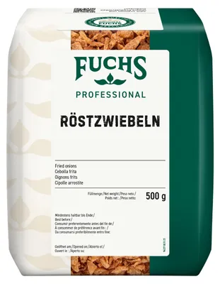 Produktbild von Fuchs Röstzwiebeln knusprig aromatischer Geschmack Packung 500g