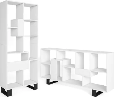Produktbild von Bücherregal Bibliothek, 67x31x174cm, Industriedesign, Weiß