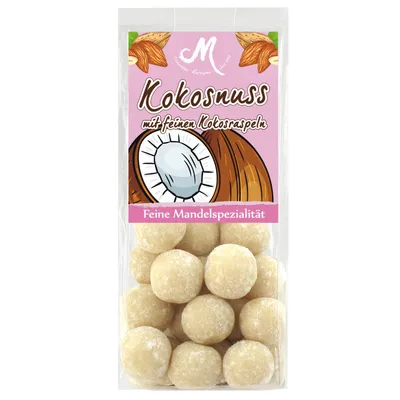 Produktbild von Odenwälder Marzipan Kokosnuss Mandeln Kugeln mit Kokosraspeln 150g