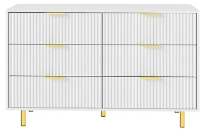 Obrázok produktu pre Komoda s šiestimi zásuvkami, biela, s zlatými detailmi, rozmer 120x40x72 cm