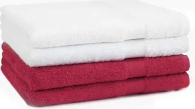 Produktbild von Betz 4 Stück Handtücher 50x100 cm PREMIUM  100% Baumwolle  Farbe: weiß und dunkelrot