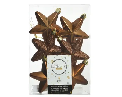 Produktbild von Christbaumschmuck Sterne 7cm Kunststoff 6 Stück - Zimt