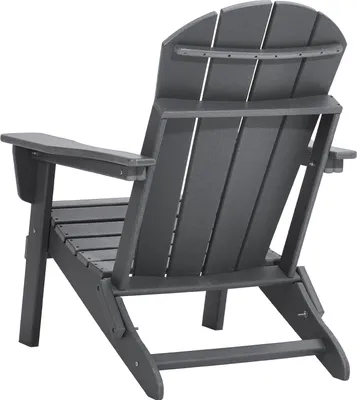 Zdjęcie produktu dla Zestaw 2 krzeseł SucceBuy Adirondack, plastikowe krzesła na każdą pogodę z uchwytem na kubek, ergonomiczny podłokietnik, przenośne palenisko do ogrodu i na podwórko, szare