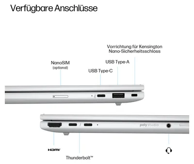Produktbild von HP EliteBook 8 G1i AI PC, Intel Core Ultra 5, 40,6 cm (16"), 1920 x 1200 Pixel, 16 GB, 1 TB, Windows 11 Pro