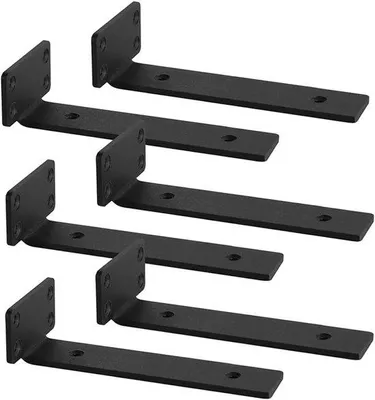Produktbild von Famanu unsichtbare Regalträger 6 Stück - 90 Grad L-Regalstützen, schwarz, 25 cm