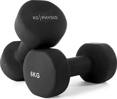 Produktbild von KG PHYSIO Neopren Hanteln Set - Inkl. Fitnessposter mit 32 Übungen, schweißabweisendes Kurzhanteln 2er aus Gusseisen, rutschfeste & griffige Fitness