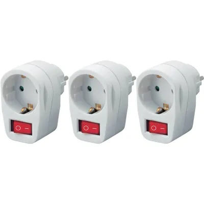 Produktbild von Basetech 7627115 Schaltbare Zwischensteckdose 3er Set 1polig Weiß