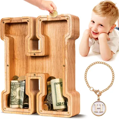Image de Grande tirelire en bois avec les lettres A et Z, pour les enfants, les filles et les adultes, cadeau, décoration