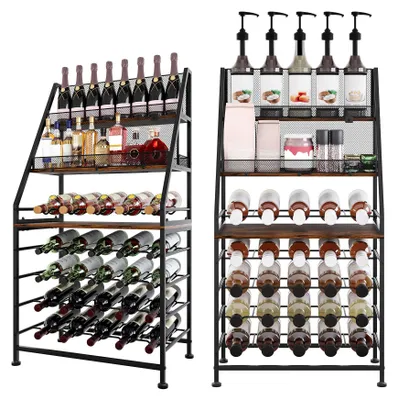 Weinregal Standregal für 40 Flaschen, modular, schwarz/antik