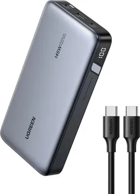 Zdjęcie produktu dla Zewnętrzna bateria Ugreen 25 000 mAh, 145 W, USB-C USB-A, Szara