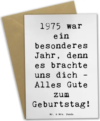 Produktbild von Mr. & Mrs. Panda Glückwunschkarte Spruch 1975 Geburtstag - Weiß - Geschenk, Happy Birthday, Alter, Geburtstagsgrüße, Geburtstagswünsche, weihnachtskarten, osterkarten