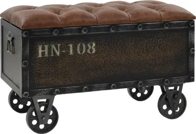 Obrázek produktu pro Úložná lavice masivní dřevo a umělá kůže 80,5 x 41 x 50 cm