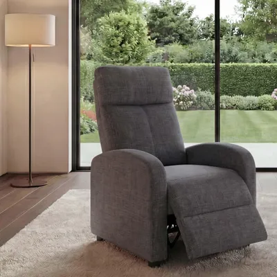 Produktbild von Fernsehsessel HWC-F76, Relaxsessel Sessel Liegesessel, Liegefunktion verstellbar Stoff/Textil grau-braun