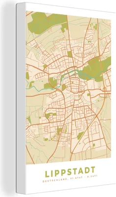 Obrázok produktu pre OneMillionCanvasses® - Plátno - 90x140 cm, mapa - vintage - Lippstadt - mapa, nástenná umelecká dekorácia - fotografia na plátne - maľba na drevenom ráme - dekorácia na stenu - spálňa