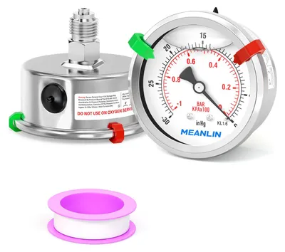 Produktbild von Vakuumdruckmesser mit Glycerinfüllung, 2,5" Zifferblatt, 1/4" BSP Anschluss, für Luftkompressor