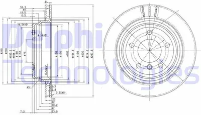 Produktbild von 2x DELPHI Bremsscheibe BG3042 für BMW 5 Limousine (E39) 5 Touring (E39) 61mm