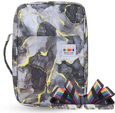 Productafbeelding van Unyqoos® grote pennenetui, 32 x 22 x 11 cm – Robuuste pennenmap van polyester met 100 elastische lussen, ruimte voor maximaal 304 pennen