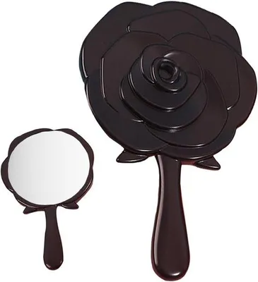 Produktbild von Stilvoll Vintage Handspiegel in schwarz, kompakt und tragbar für Make-up, Haarstyling und Reisen